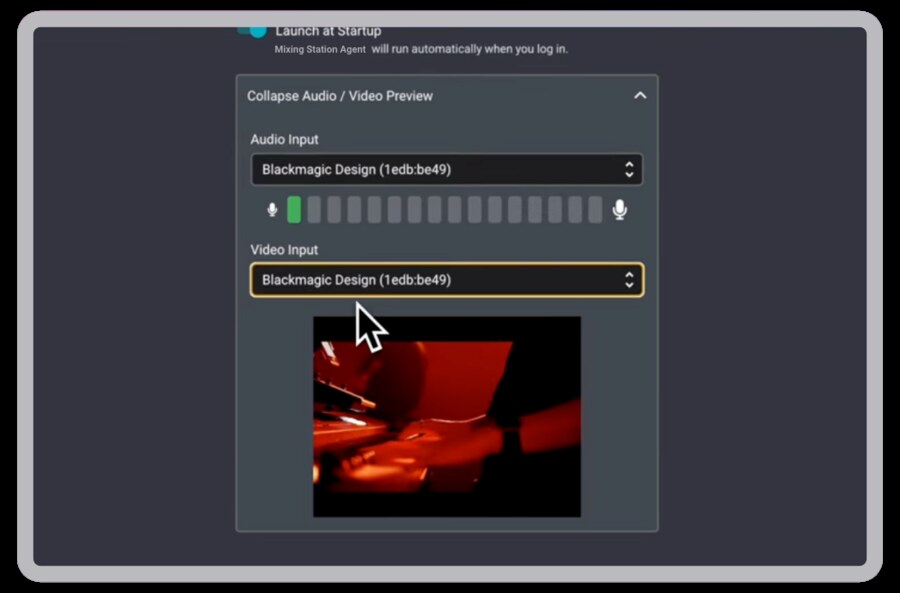 Configuración de entrada de audio y video en la computadora de la iglesia